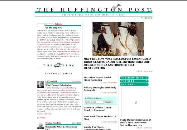 Huffington Post design at launch