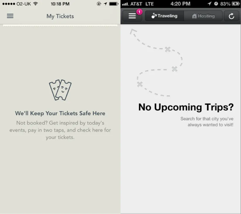 UI Patterns, Empty States, Airbnb