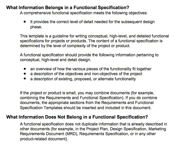 A Practical Approach To Functional Specifications Documents