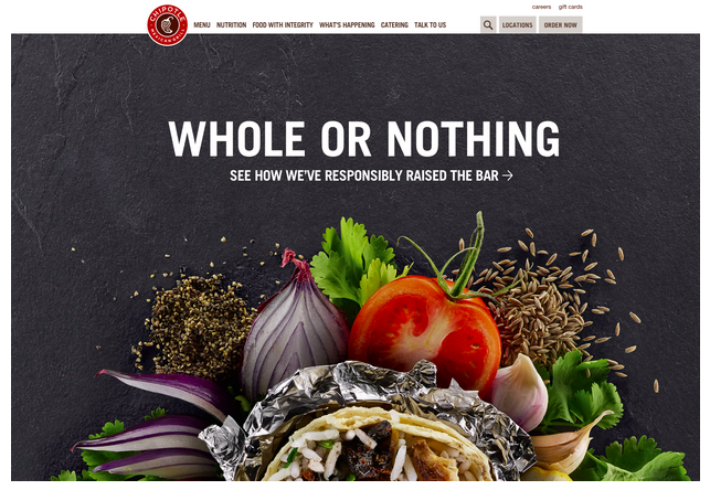 Chipotle’s website user interface