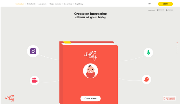 Hello Baby website user interface