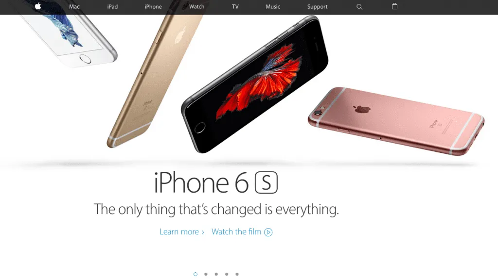 Screenshot of a full-width image at Apple’s website