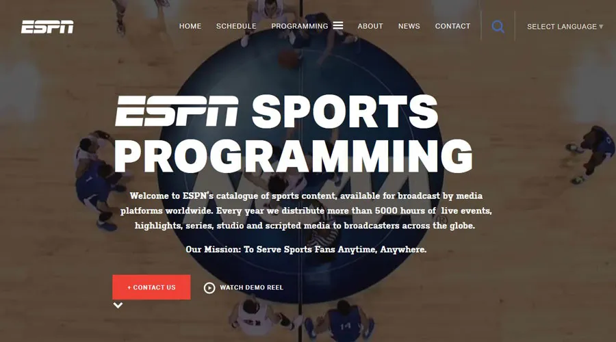 Screenshot of ESPN’s website