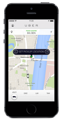 Screenshot of Uber’s app user interface