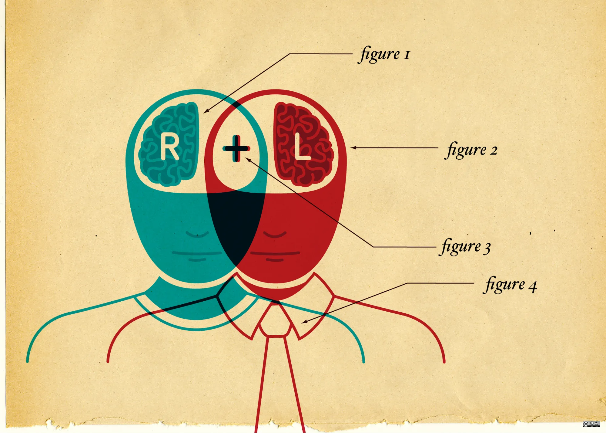 Venn diagram of left and right brains overlapping