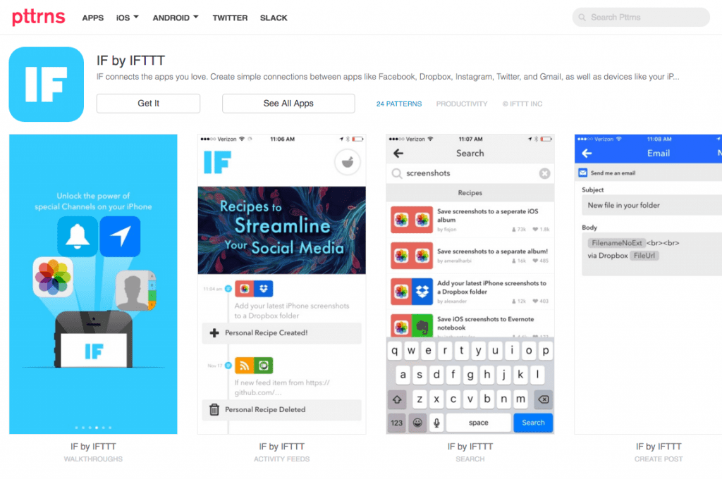 Screenshot of IFTTT’s website design
