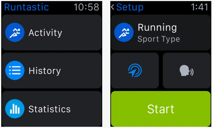 Screenshots of the Apple Watch user interface