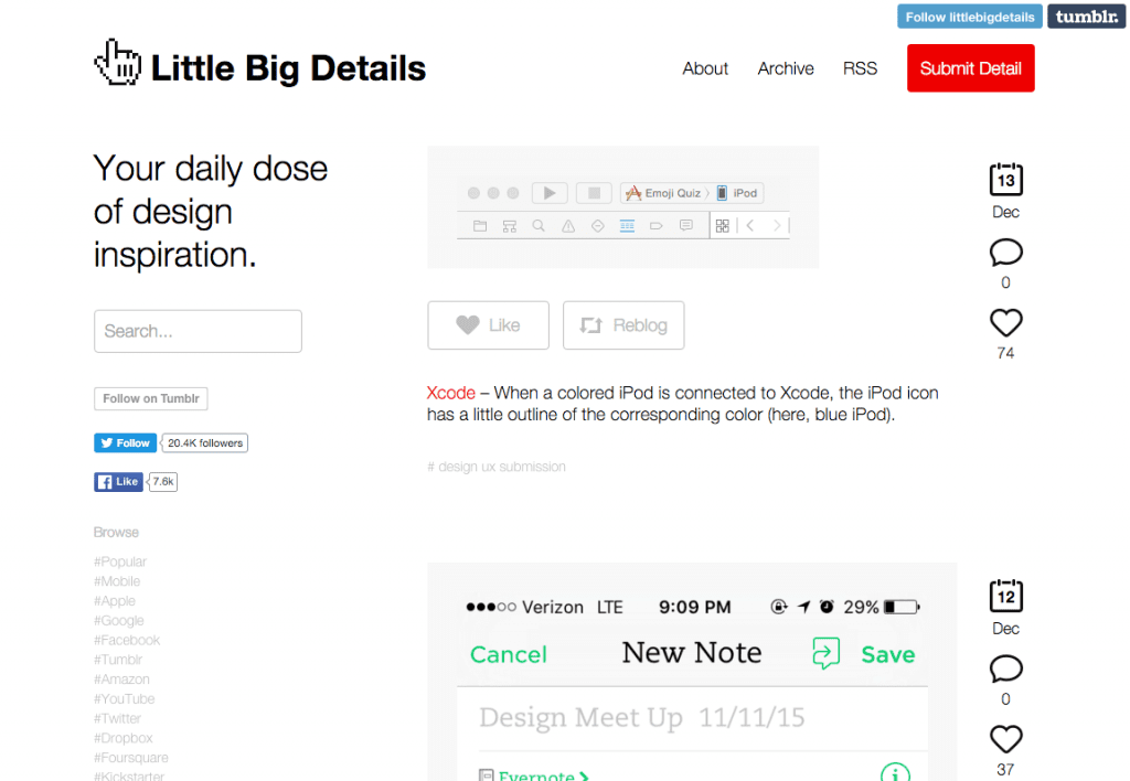 Screenshot of Little Big Details’ website design