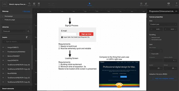 User flow prototype