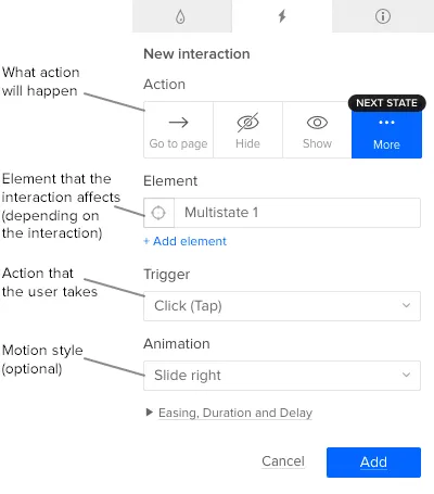 Basic interactions panel