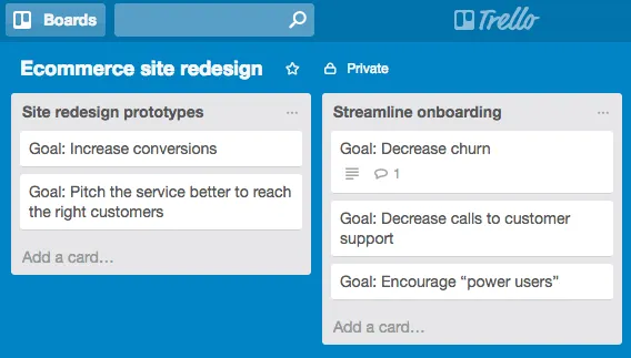 Trello goals