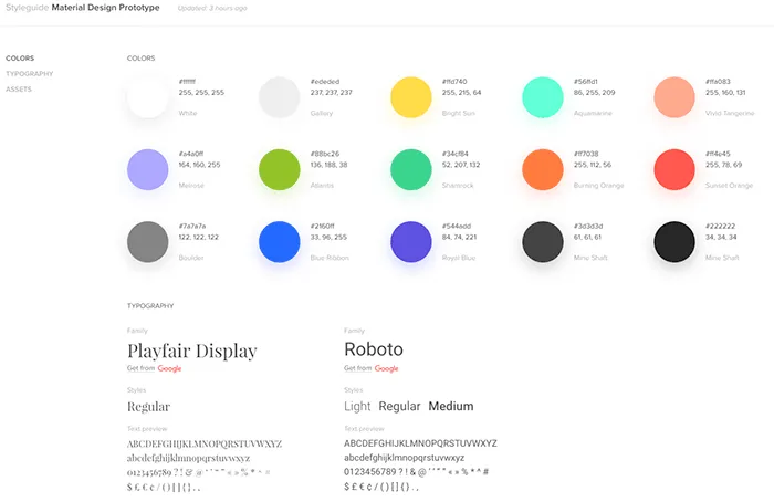 Style guide colors and typography