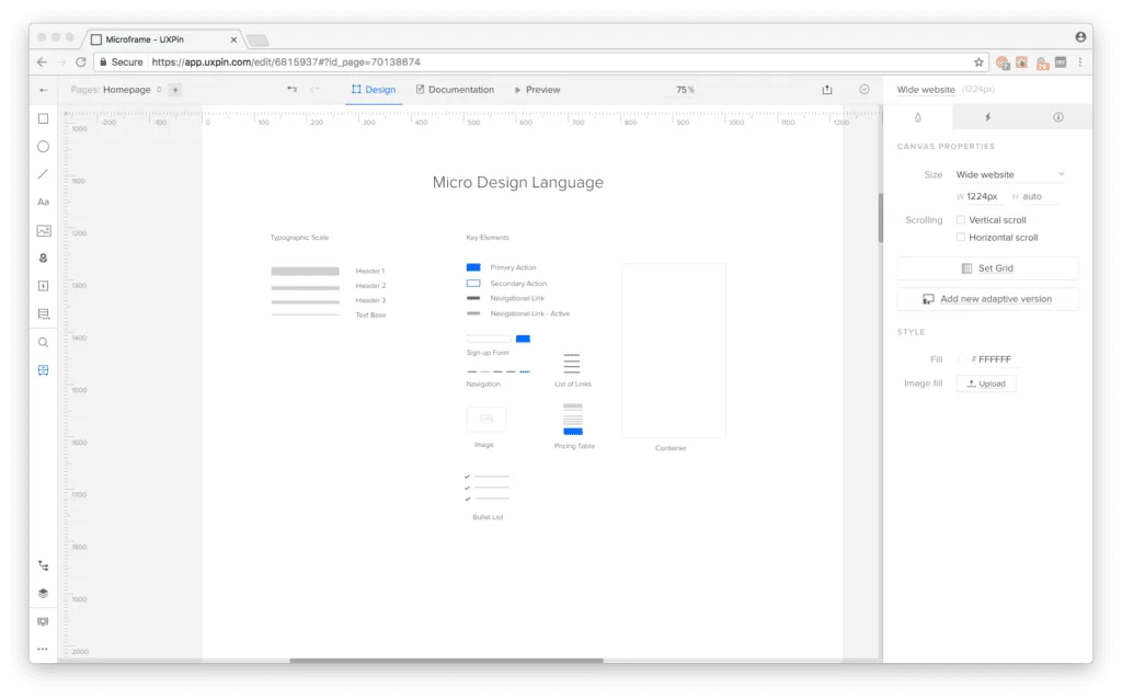 Micro design language example