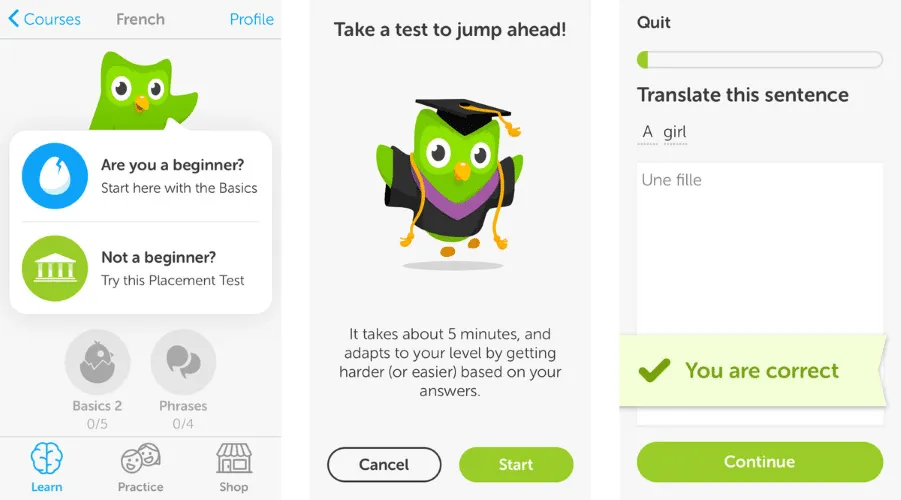 Progressive disclosure at UX Duolingo