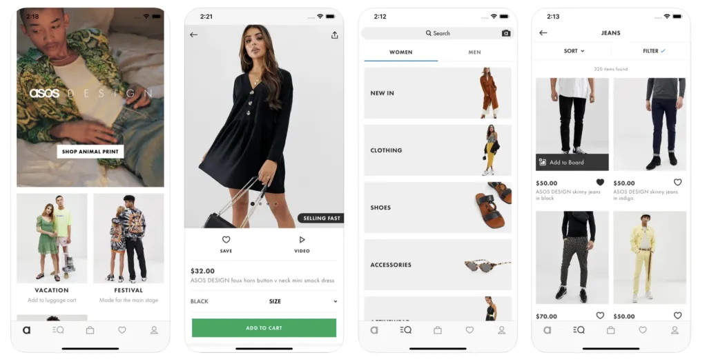 One of the best Apps UI design that is Asos app