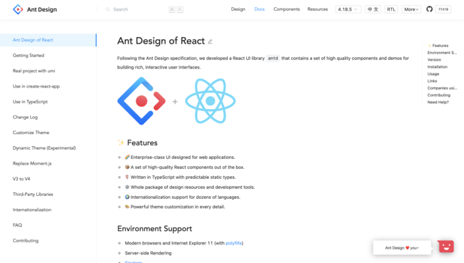 Ant design UI React library best of