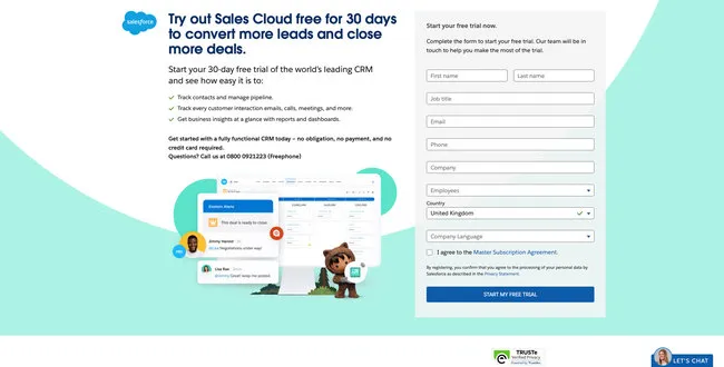 top signup page examples salesforce