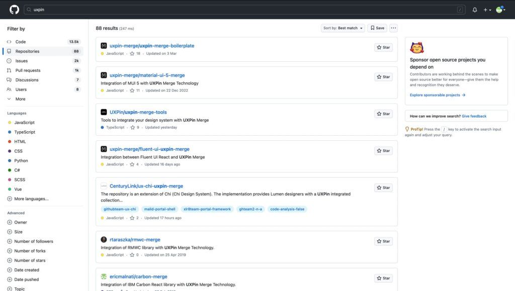 github how to design search