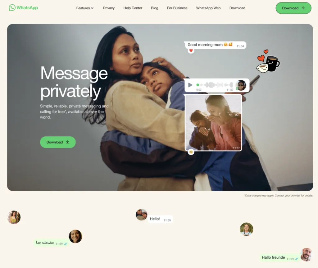 whatsapp app landing page