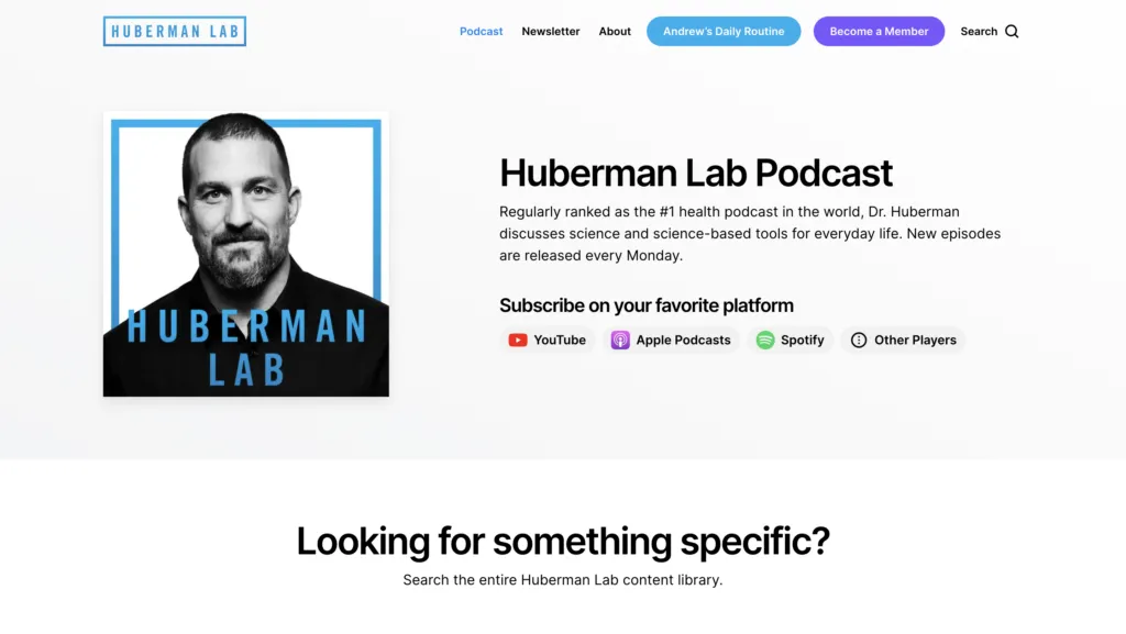huberman lab blog layout