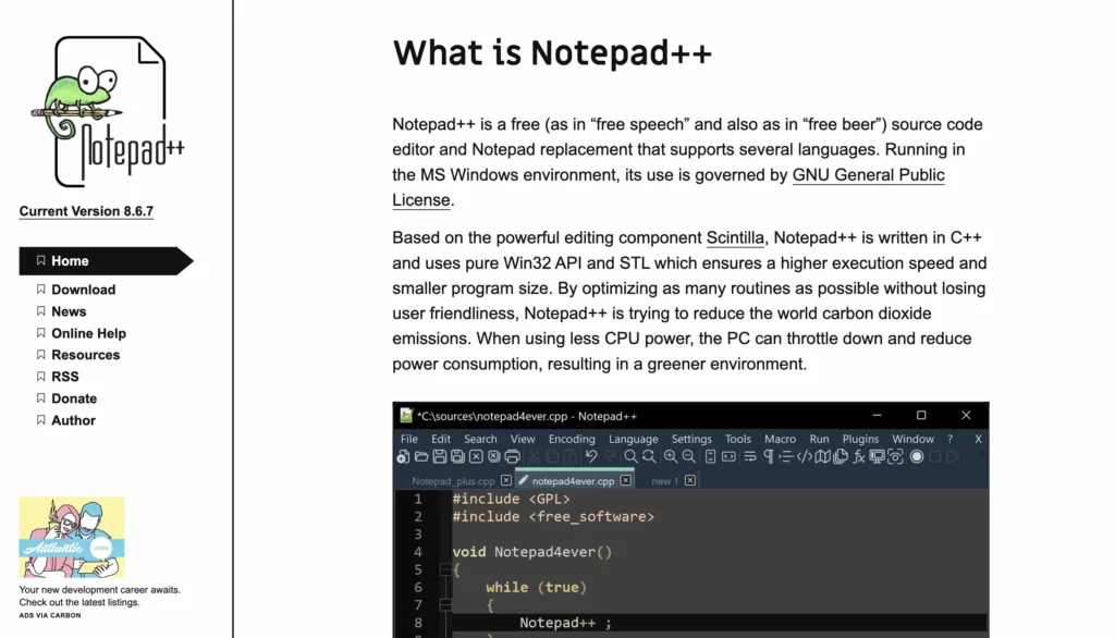notepad open source code editor