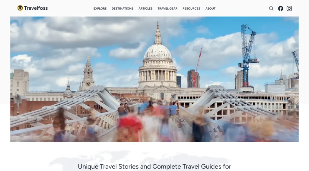 travel blog layout