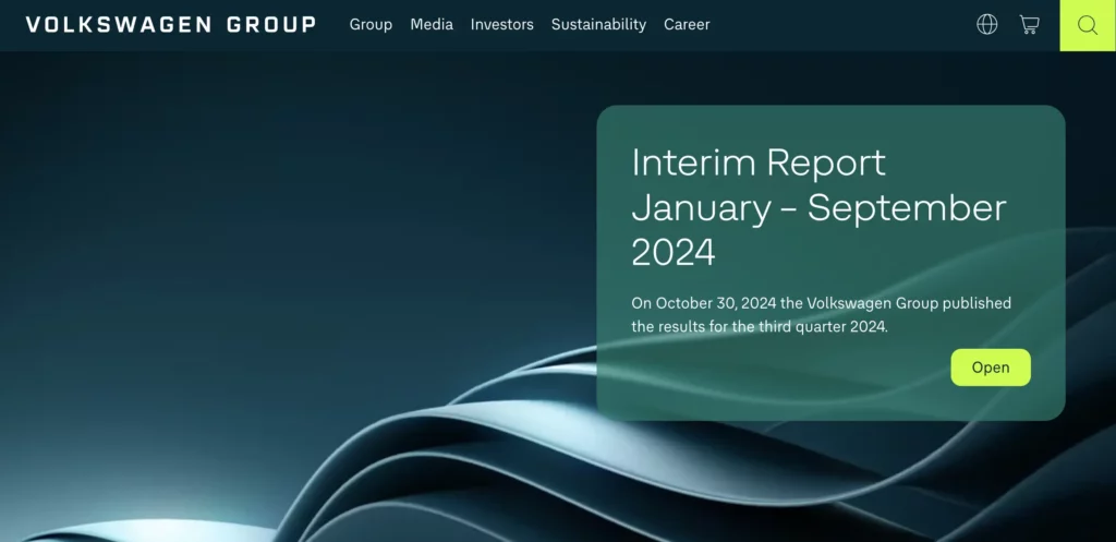 corporate website example by volksvagen